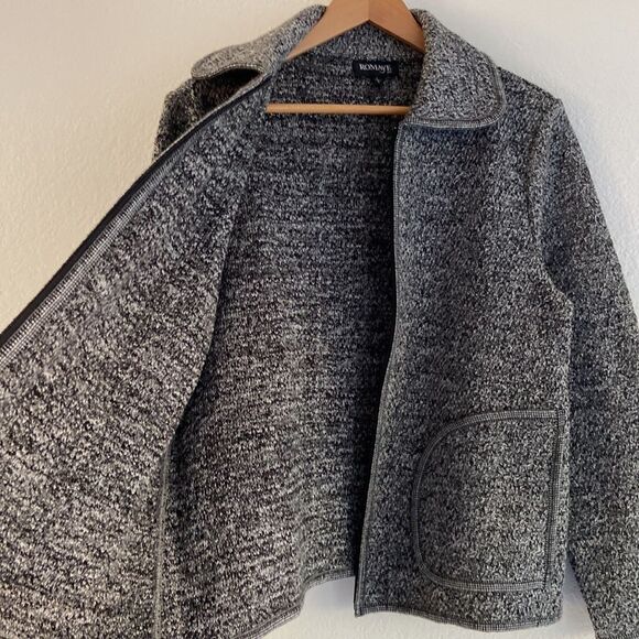 Romaye Black&White Knitted Jacket Sz L - Picture 6 of 6